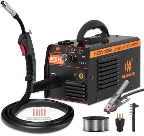 Saldatrice a Filo Continuo No Gas, 145A Mini Saldatrice Portatile con 1kg di filo animato 0,8 mm, Inverter Saldatrice MIG
