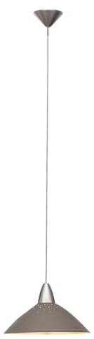 Lightbox Hängelampe - Pendelleuchte mit Schirm mit kürzbaren Kabel - in der Höhe einstellbar für Esszimmer, Wohnzimmer oder Küche - aus Metall/Kunststoff - in Titanfarben - 1,24m Höhe