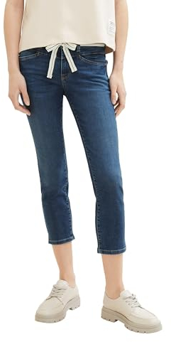 TOM TAILOR Damen Alexa Straight Cropped Jeans, mid stone wash denim, 29/26