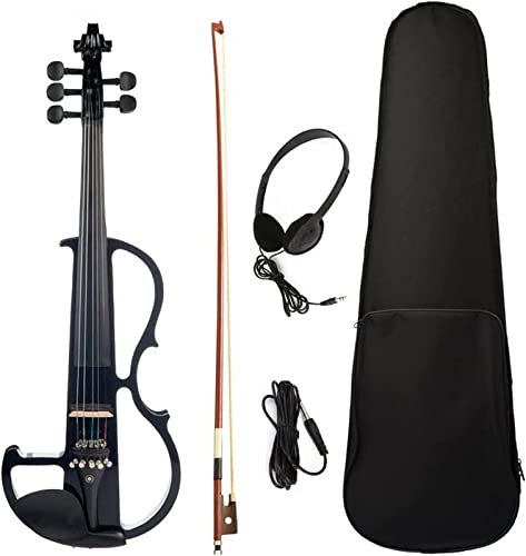 Violino silenzioso a 5 corde Violino elettrico in legno 4/4 Violino con accessori in ebano SET di violino per studenti 4/4