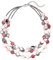 FULU AUTUMN Collier Bohème de Perles en Coquillage Handmade Colier de Perles Statement Argent Bijoux Fantaisie Cadeau Fete des Meres Anniversaire pour Femme(Pink)