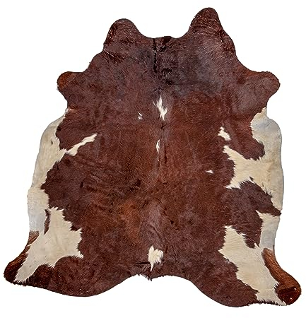 -LUXOR- Living Rinderfell Teppich Fell - Naturgetreuer Tierteppich - ca. 130 x 190 cm, Braun, Gemustert