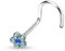 viva-adorno Nasenpiercing gebogen 0,8mm Nasenstecker Zirkonia Kristall Blume Blüte Nasenring Z328, blau