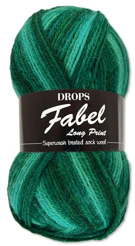 Frida's Wollhaus Drops 50 g Fabel Sockenwolle Schurwolle superwash Garn Stricken Häkeln 45 Farben (918 | Emerald City)