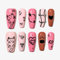 Sun&Beam Nails Handgefertigte Nagelspitzen Medium Lange Ballerina Nägel zum Aufkleben in Schwarz Rosa Barbie Katze Design mit Klebepads 10 Stück (#158 S)