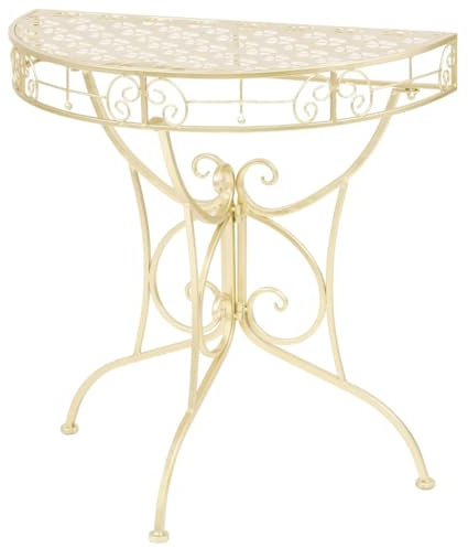 THOYTOUI Beistelltisch, FrisierTisch SofaTisch Sideboard Kaffeetisch Mit Stauraum Geeignet für Wohnung Wohnbereich Hotel Schlafzimmer Vintage-Stil Halbrund Metall 72 x 36 x 74 cm Gold