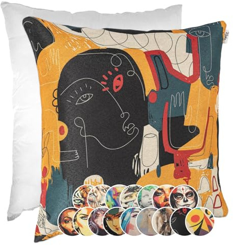 Kissenbezug Dekokissen Gobelin Kissen Sofakissen Kissenbezüge Kissenhülle Zierkissen Pop Art Motiv beidseitig Bedruckt Art 40x40cm mit Füllung