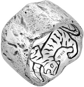 HG HAZE & GLORY Ring Herren aus 925 Sterling Silber, Schmuck Männer, Silberring oxidiert, Bandring Breit, Wild, El Tigre