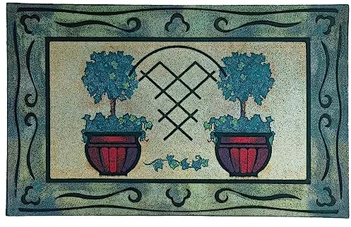 CHICHIC Door Mat, Welcome Mat 18x 30 Inch Front Door Mat Outdoors for Home Entrance Outdoors Mat for Outside Entry Way Doormat Entry Rugs, Heavy Duty Non Slip Rubber Back Low Profile, Pot Plant