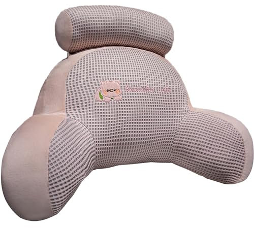 AYUOEODM Bett Rücken Lesekissen Für Bett Sofa,Bequemes Rückenkissen Mit Armlehnen,Bettkissen Zum Sitzen Im Bett,Lendenkissen Abnehmbarer Nackenkissen,Ergonomisches Bettstuhl-Armkissen(Pink,60 * 40cm)