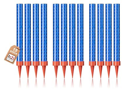 h2i Eissterne | 12 x Blau| 60 Sek. Brenndauer | Eisfontäne Sprühkerze Wunderkerze - Highlight für Events Party Hochzeit Geburtstag | Tischfeuerwerk & Deko für Flaschen & Torten | Kat F1