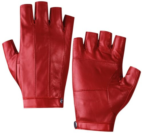 Harssidanzar Fingerlose Fahrhandschuhe Outdoor Sport Half Finger Handschuhe für Damen KL028EU,Rot, Größe XL