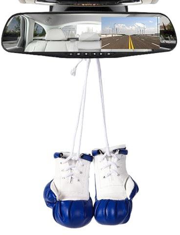 Janurium Porte-clés gants de boxe – Pendentif en forme de de boxe pour homme, pendentif gants de boxe argentés | Pendentif gants de boxe en cuir PU, accessoires d'intérieur de voiture