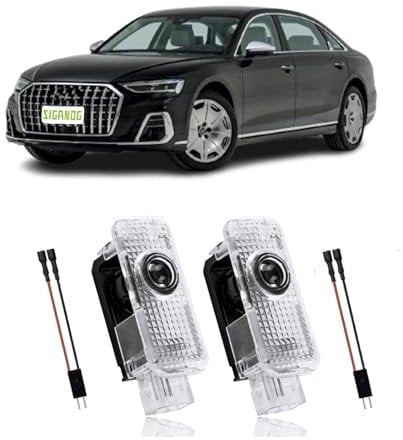SIGANDG 2 Pièces Projecteur de Lumière de Voiture,LED Lumière de Porte de Voiture,Projecteur de Porte de Voiture pour Logo,pour A1/A3/A4/A5/A6/Q3/Q5/Q7/A7/A8/R8/TT