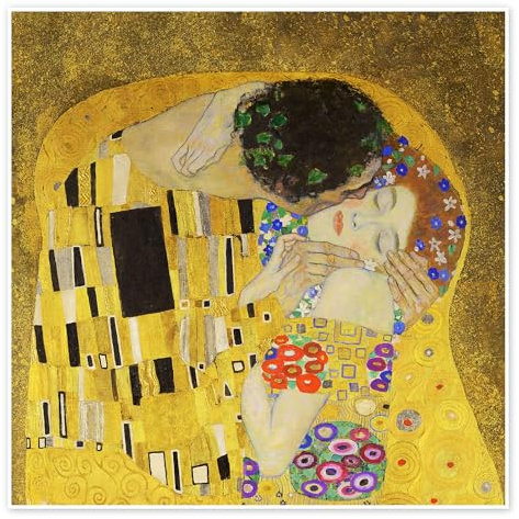 Der Kuss (Detail) II Poster von Gustav Klimt 20 x 20 cm Gelb Wandbilder Wanddeko