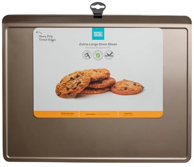 Premium Non-Stick Medium Oven Tray - Medium Heavy Gauge Steel, 20-Year Guarantee, Ideal for Everyday Cooking & Baking, Gold 35cm x 46cm