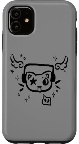 iPhone 11 Y2K 90s Cat with Headphone Headset Case