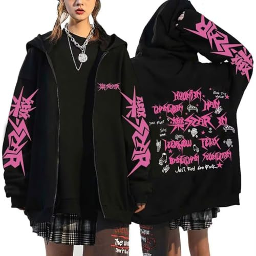 Outofgas Jungen Zip Up Hoodie Women Kapuzenpullover mit Reißverschluss für Damen (1er Pack)