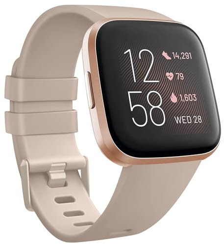 Mugust Armband für Fitbit Versa 2 Armband für Damen und Herren,Weiches Silikon Sport Ersatzarmband für Fitbit Versa Armband/Versa Lite Armband/Versa SE Armband (Milchtee Farbe, S)