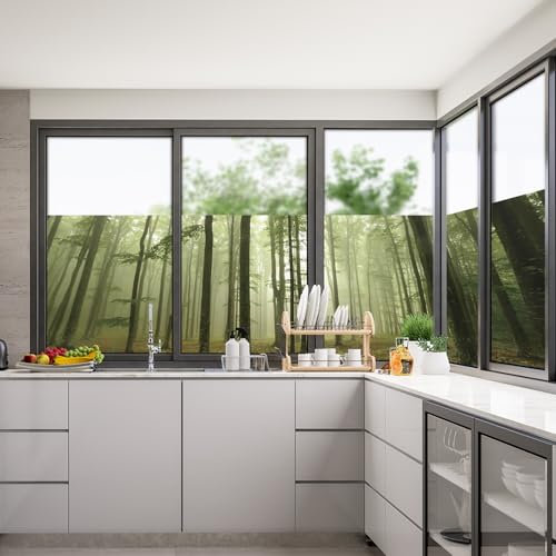 Fensterfolie blickdichtGrün Braun Fensterfolie fensterfolie blickdicht milchglasfolie fenster UV-Schutz Selbstklebend Sonnenschutzfolie Milchglasfolie38x120/1 Pcs
