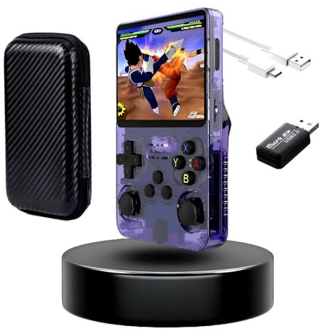 R36S Console de Jeu Portable - Linux ARKOS 2.0 - Carte SD 128 Go (20 000 Jeux) - Écran IPS 3.5 - Batterie 3 500 mAh - Pochette Rigide de Protection et Rangement Inclus
