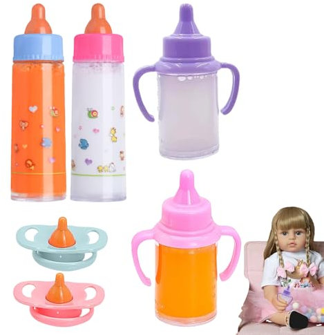 Magic Milk Bottle | Childrens Baby Doll Magic Feeding | New Born Doll Feeding Set Accessories | Play Bottles With Disappearing Milk And Juice For Home, School, Nursery