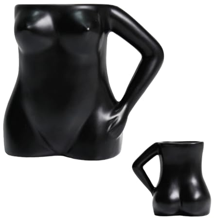 Tazza da caffè in ceramica con manico - Tazza 3D a forma di corpo umano, Tazzina da caffè artistica e creativa, Tazza da tè decorativa unica, Perfetta come regalo e per uso quotidiano (A, Nero)
