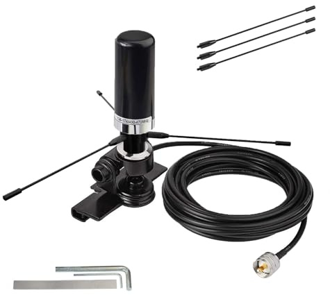 Vehicle Ham Radio Antenna, VHF UHF Dual Band 2m 70cm Antennas 136-174/400-470 MHZ with Lip Mount Fixed Bracket for Car Truck Amateur Two Way Radio/ PL259 Male/ 16.5ft RG58 Pure Copper Coaxial Cable