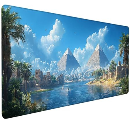 Schreibtischunterlage Pyramide, Sicht Mauspad Gaming 1600x800x3mm, Mouse Pad mit Rutschfester Gummibasis, Schreibtischunterlage Groß mit Vernähten Kanten, Gaming Mousepad, für PC Zubehör, W-4598