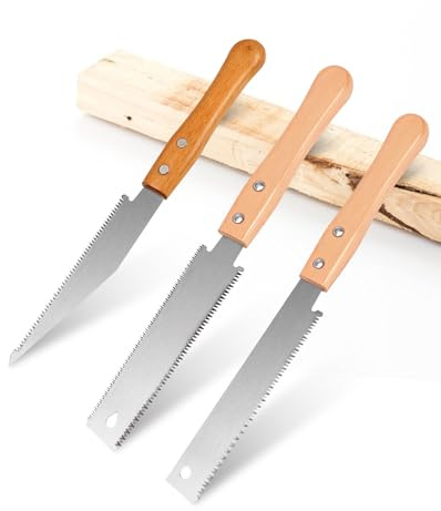hommova 3 Pcs Hand Saw for Wood, Double Edged SK5 Steel Tenon Saw for Wood Fine Cut