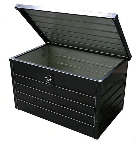 Metall-Aufbewahrungsbox Gartentruhe 300L Stauraum wetterfest | Wetterfest, Wasserdicht, Verzinktes Stahlblech, Abschließbarer Deckel, Großes Stauraumvolumen, Korrosionsbeständig