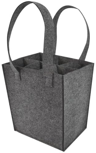 FUOYLOO Reusable with Hard Case Bag Bottle Carrier for 6 Bottles Felt Wine Polyester Material Suitable for Christmas and Home Use