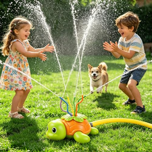 Turtle Water Sprinkler for Kids Garden Water Toys 360° Rotating Water Spray