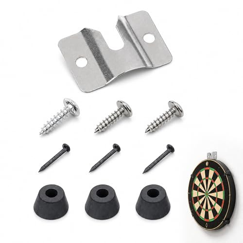 Dart Board Bracket – 1 Set Wall Mounting Hardware for Standard Dartboards – Heavy Duty Steel U-Shaped Hanger with Screws & Nails – Easy Wall Fixing Kit for Home Pub or Game Room