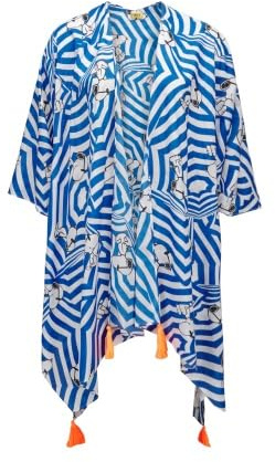 CODELLO X Peanuts sommerliches Poncho mit Snoopy-Motiven, Blau-Multicolor