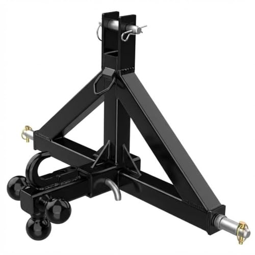 GarveeTech 3-Punkt-Anhängerkupplung Kat 1 4,5t, Traktor Ackerschiene | 50mm Kugelkopf, Zughaken, Schnellwechsel, Kubota kompatibel, 3-in-1 Design, Schwarz, Pulverbeschichtet, Schwerlast