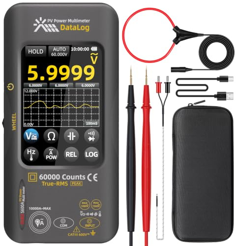 BSIDE S600A Professional Multimeter 60000 Counts Touch Screen, Digital and Graphing Multimeter TRMS 1500V 10000A with Power & REL Measurement, Data Logging, Flexible Current Clamp