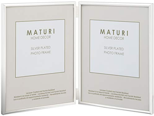 Maturi Doppel-Bilderrahmen, 8,9 x 12,7 cm, versilbert, dünner Rand, 3,5 x 5 Zoll