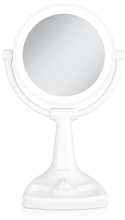 Zadro 11 W Max Bright Fluorescent Lighted Makeup Mirror with Magnification 10X/1X Swivel Head Tray Makeup Light Mirror, White