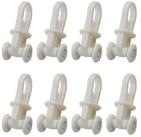 sourcing map 8pcs Glisseur Rail Rideaux Roulette Crochet Roue Rideaux Coulissant Poulie pour Fenêtre Voilage Plastique Galets 8,5mmØ Blanc