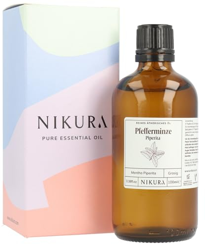 Nikura Peppermint Essential Oil - 100ml | Perfect for Repelling Spiders, Rats, Mice, Bugs, Ants | Great for Hair, Headaches Relief, Energy Boost, Skin, Candle Making | Vegan & UK Made