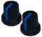 Aerzetix 2 Potentiometer Knöpfe für geriffelten Achse 6mm Ø16.8x14.5mm schwarz / blau aus Gummi und Kunststoff
