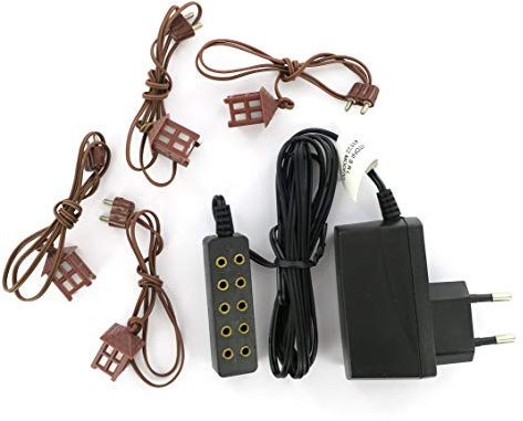 Ferrari & Arrighetti Trasformatore 3.5 Volt con 5 Uscite Luce Fissa e 4 Lanterne per Presepe, Plastica, Multicolore, Taglia Unica