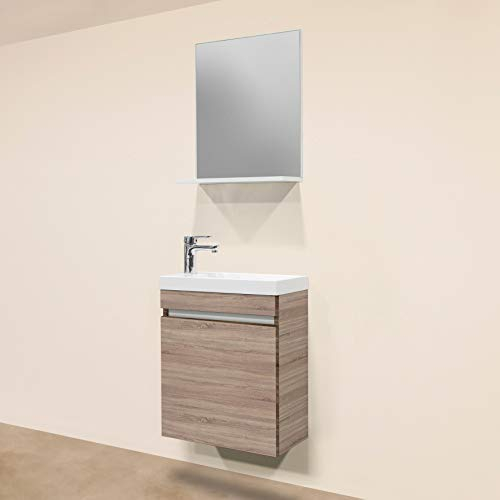 Sanotechnik Nora 3 teiliges Badmöbel-Set, Holz, Eiche, 25 x 48 x 60 cm