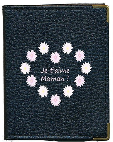 Syl'la Maman Pochette Etui Porte Cartes bancaire Credit fidélité Noir en Cuir pour Femme Fete des Meres (Mam jtm)