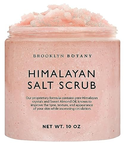 Brooklyn Botany Himalaya-Salzpeeling, Körperpeeling und Fußpeeling, natürliches Peeling, spendet Feuchtigkeit mit süßem Mandelöl, entfernt abgestorbene Haut, tolles Geschenk für Frauen, 300 g