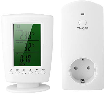 Vbestlife Enchufes Inalámbricos Inteligentes con Control Remoto Programable y Toma de Corriente de Control de Temperatura para el Hogar(Blanco)