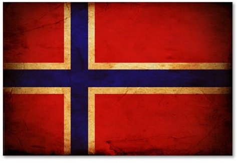 Postereck - 0284 - Vintage Flagge, Fahne Norwegen Oslo - Unterricht Klassenzimmer Schule Wandposter Fotoposter Bilder Wandbild Wandbilder - Poster - DIN A3-29,7 cm x 42,0 cm
