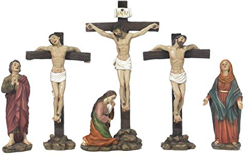 Presepe Pasquale Crocifissione di Gesù 6 soggetti, 5 pezzi cm. 21,8