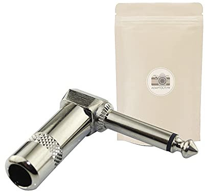 Adaptout 1 x Klinkenstecker 6,35 mm, abgewinkelt, Mono-Klinkenstecker 6,35 mm, Lötverbindung, Winkel 90 Grad.